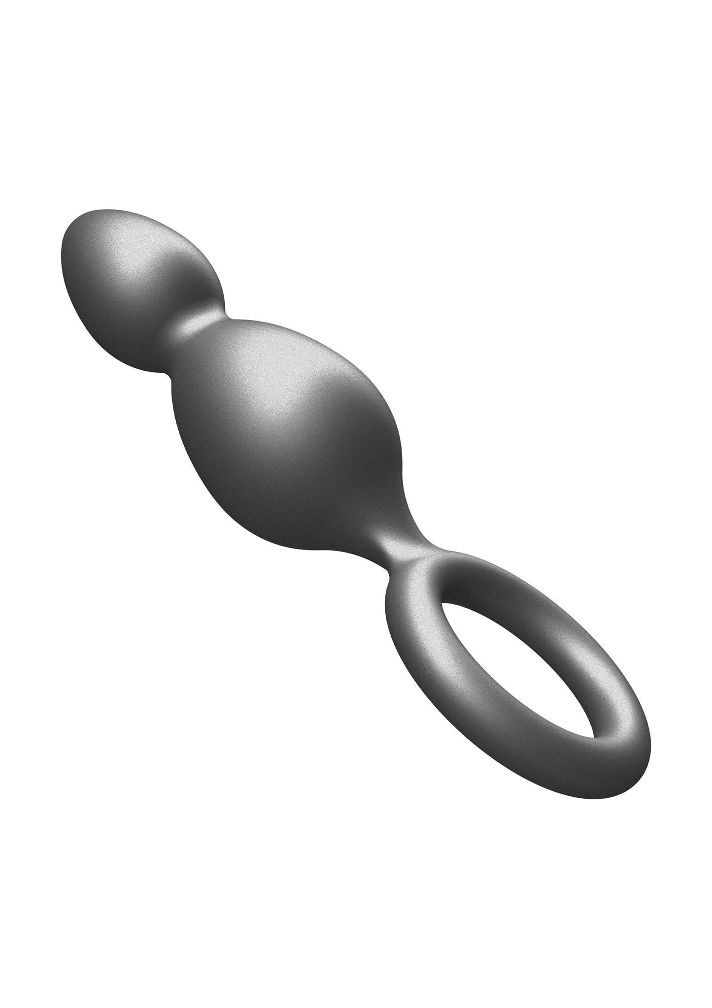 The Plugger 2 Balls Plug - Silicone Anal Beads, Metallic Coating - Grey