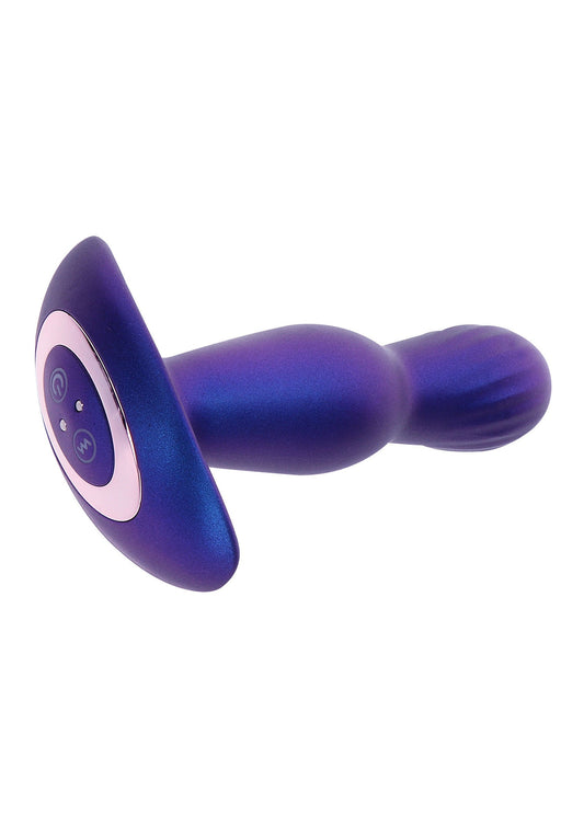 The Stout Inflatable Vibrating Butt Plug - 7 Modes, Remote - Blue