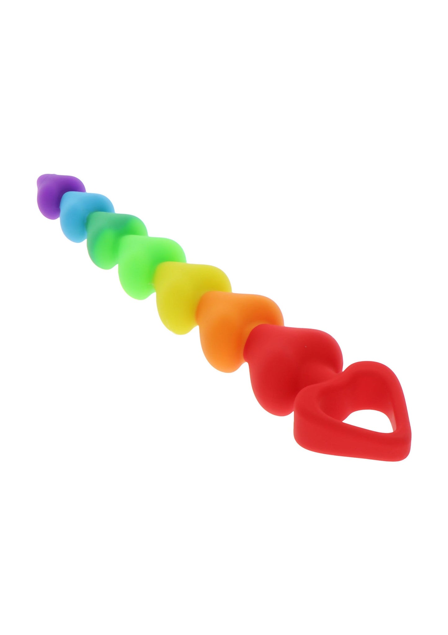 Rainbow Heart Beads - 7 Progressive Anal Beads, Body-Safe Silicone - Rainbow