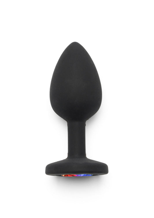Rainbow Booty Jewel Small - Silicone Butt Plug with Gemstone - Black