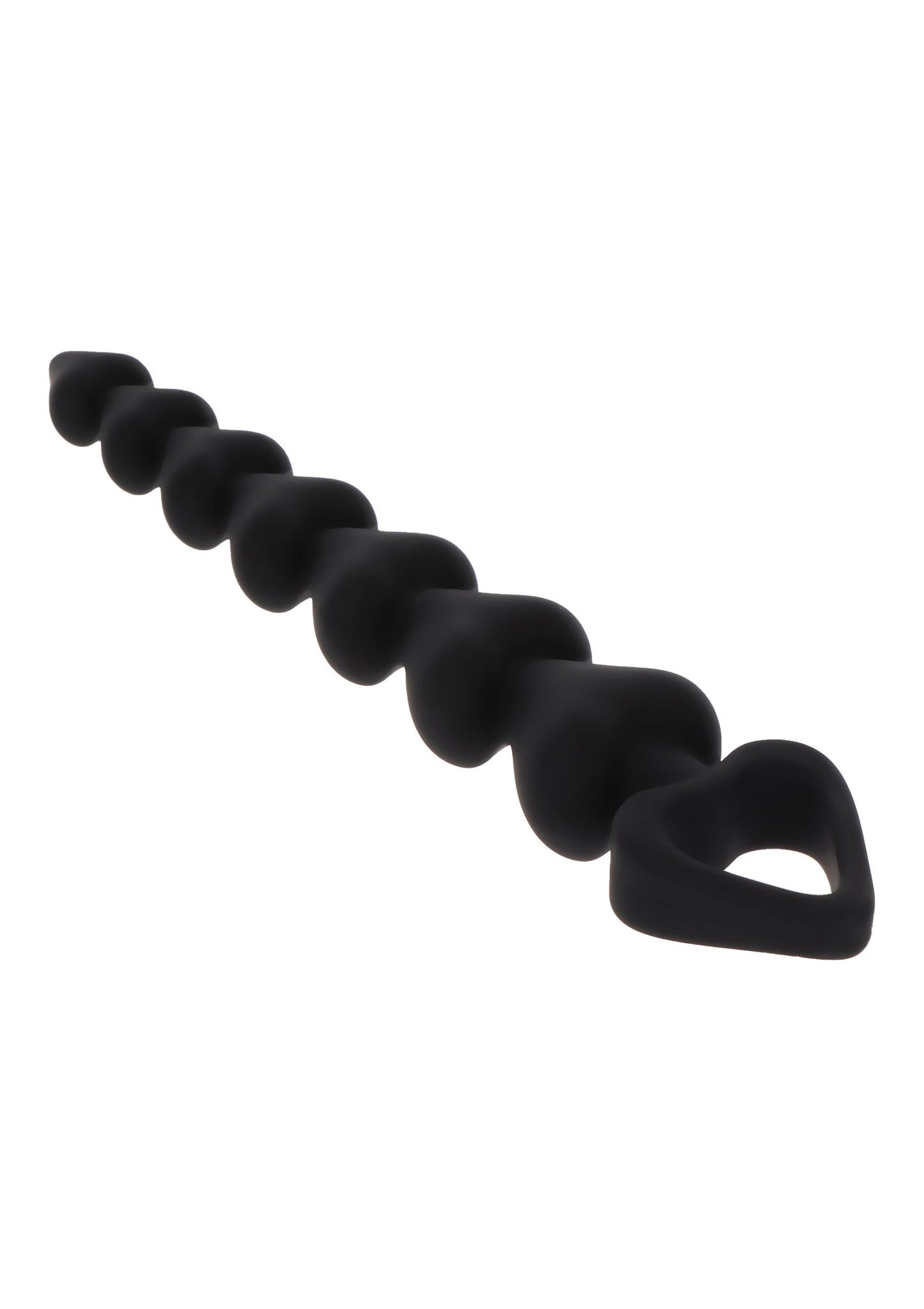 Heart Beads - 7 Heart-Shaped Anal Beads, Body-Safe Silicone - Black
