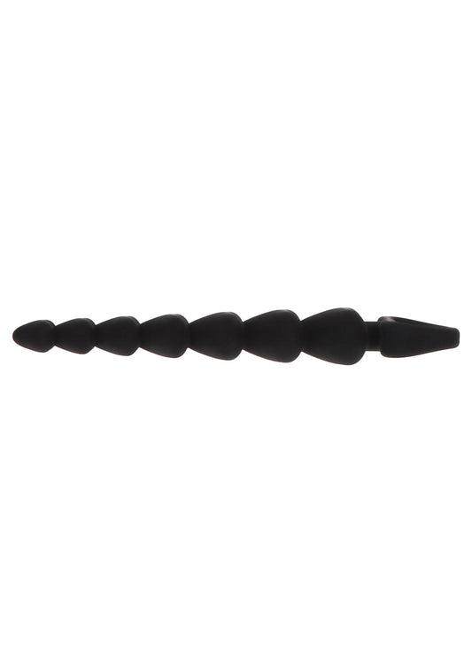 Heart Beads - 7 Heart-Shaped Anal Beads, Body-Safe Silicone - Black