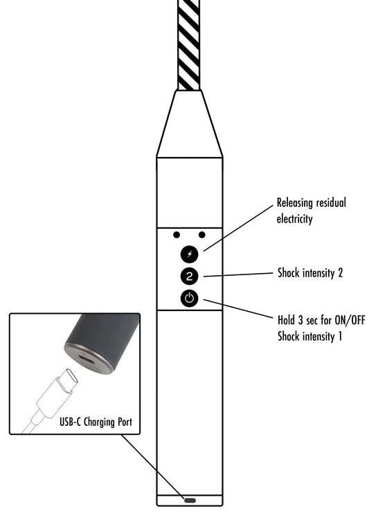 Electro Shock Riding Crop - USB Rechargeable E-Stim Crop - Black