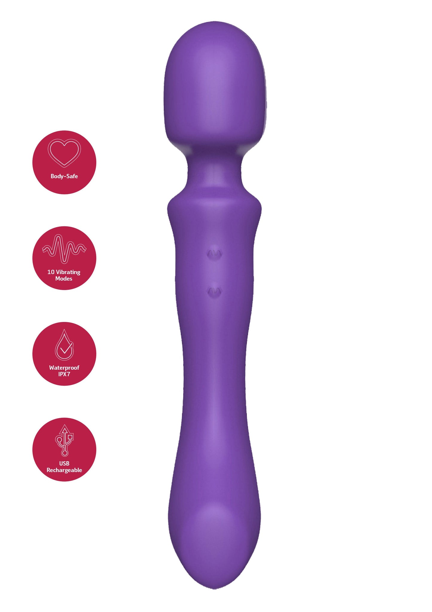 Dual-Sided Massaging Vibrating Wand - Purple