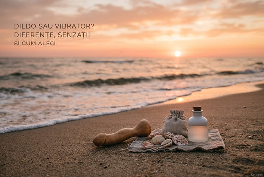 Imagine de titlu Kynky.ro pe o plajă la apus pentru ghidul comparativ: Dildo sau vibrator - diferențe, senzații și cum alegi.