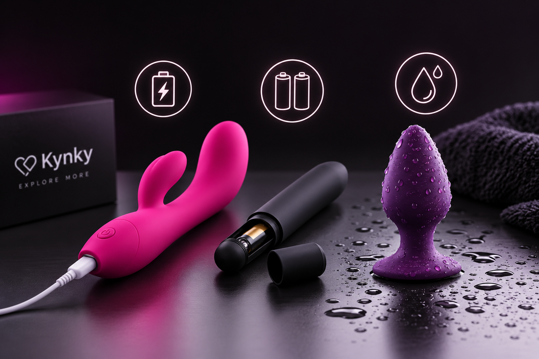 Vibratoare reîncărcabile, cu baterii și impermeabile – ghid Kynky.ro pentru alegerea jucăriilor sexuale potrivite, compararea avantajelor, autonomiei, rezistenței la apă și ușurinței în utilizare.