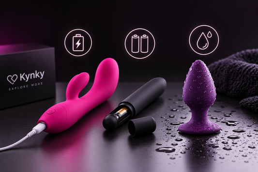 Vibratoare reîncărcabile, cu baterii și impermeabile – ghid Kynky.ro pentru alegerea jucăriilor sexuale potrivite, compararea avantajelor, autonomiei, rezistenței la apă și ușurinței în utilizare.