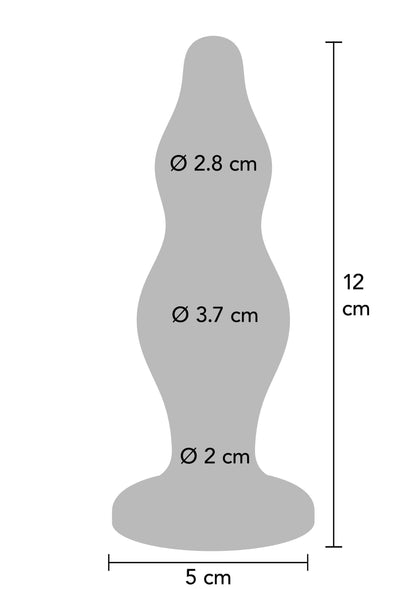 Dop anal intermediar din silicon – 3,7 cm, conic, albastru metalic