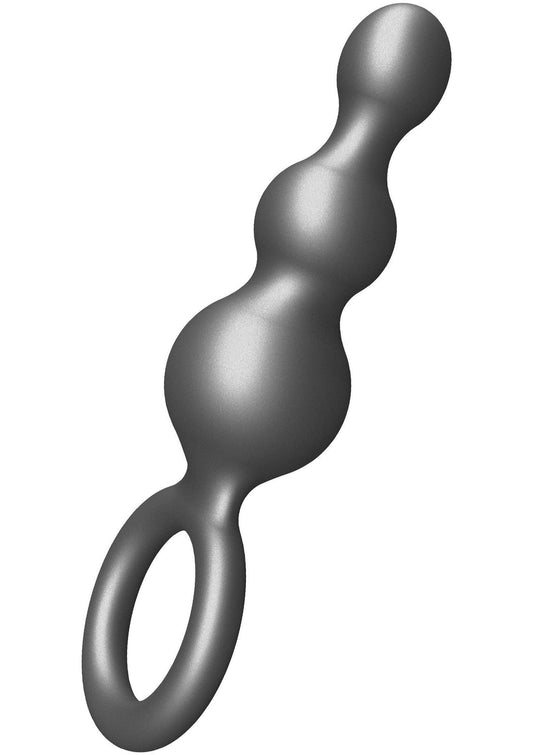 The Stuffer 3 Balls Plug - Silicone Anal Beads with Metallic Coating - Grey