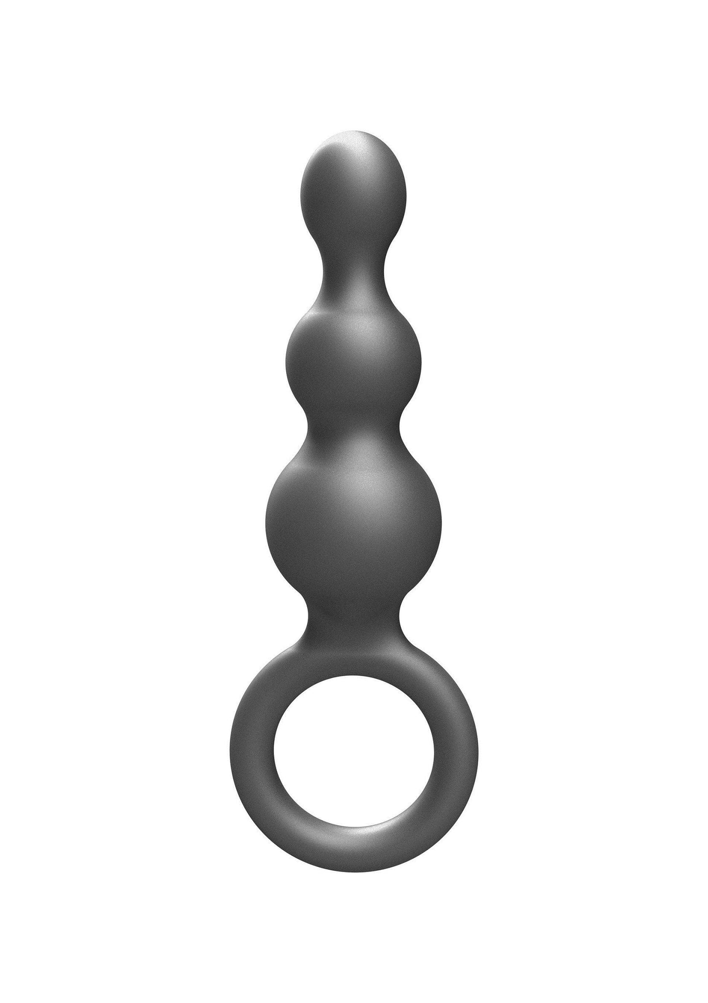 The Stuffer 3 Balls Plug - Silicone Anal Beads with Metallic Coating - Grey