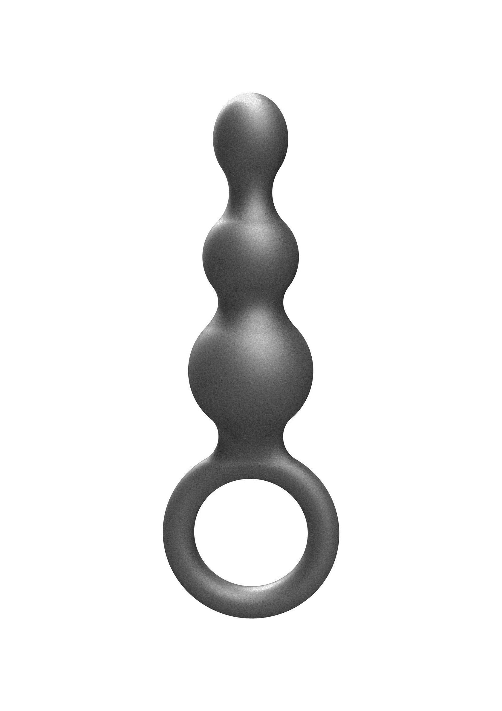 The Stuffer 3 Balls Plug - Silicone Anal Beads with Metallic Coating - Grey