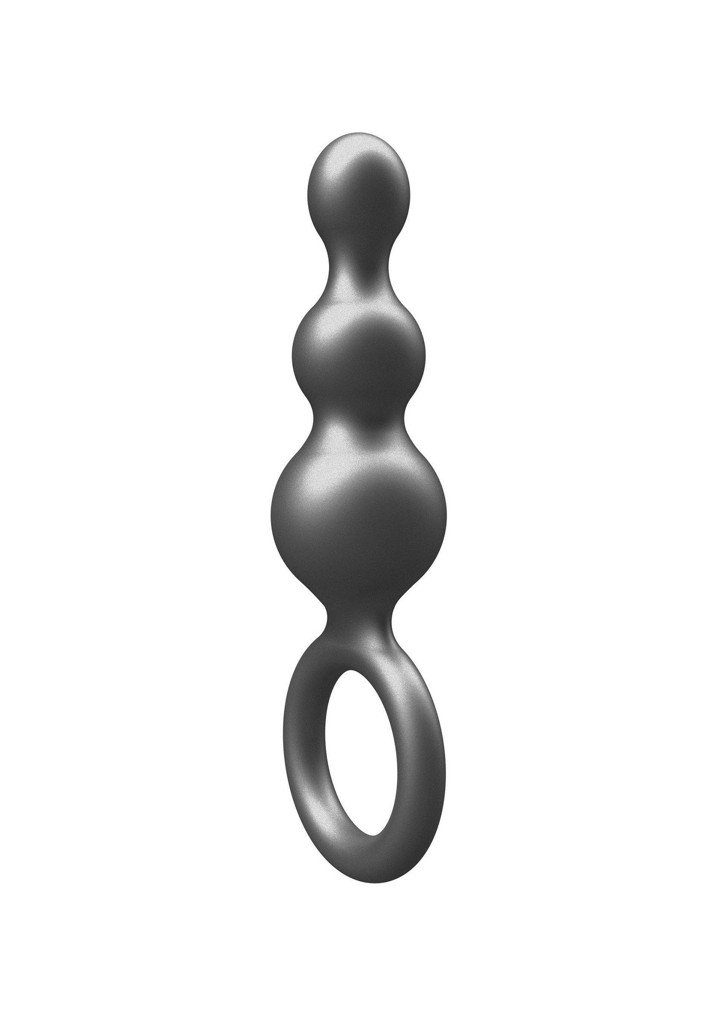 The Stuffer 3 Balls Plug - Silicone Anal Beads with Metallic Coating - Grey