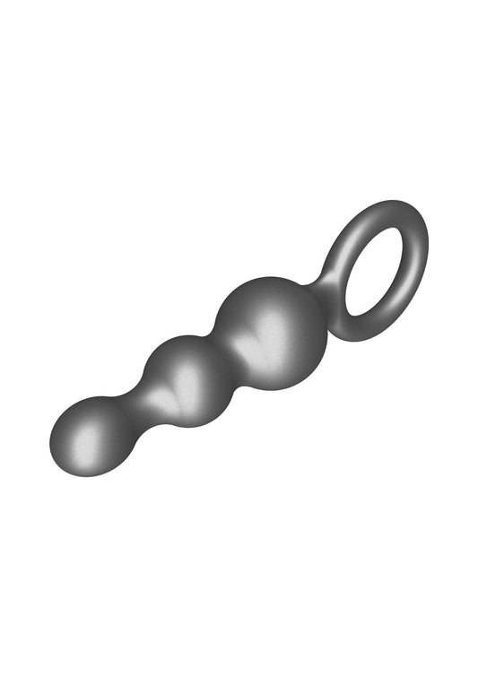 The Stuffer 3 Balls Plug - Silicone Anal Beads with Metallic Coating - Grey