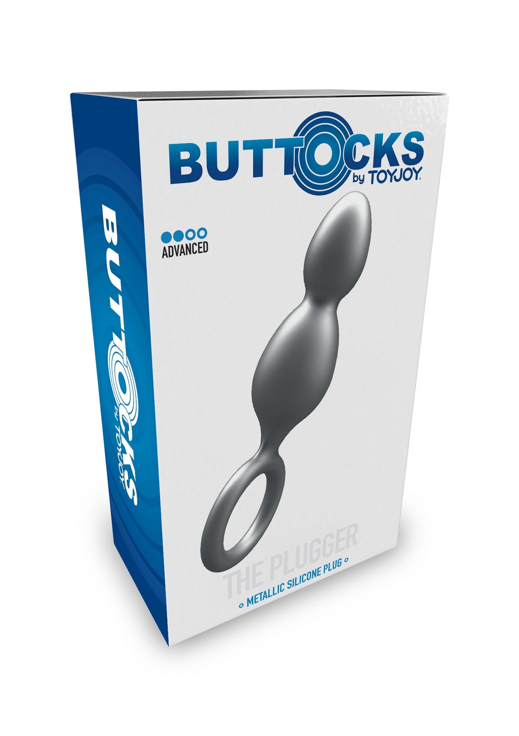 The Plugger 2 Balls Plug - Silicone Anal Beads, Metallic Coating - Grey