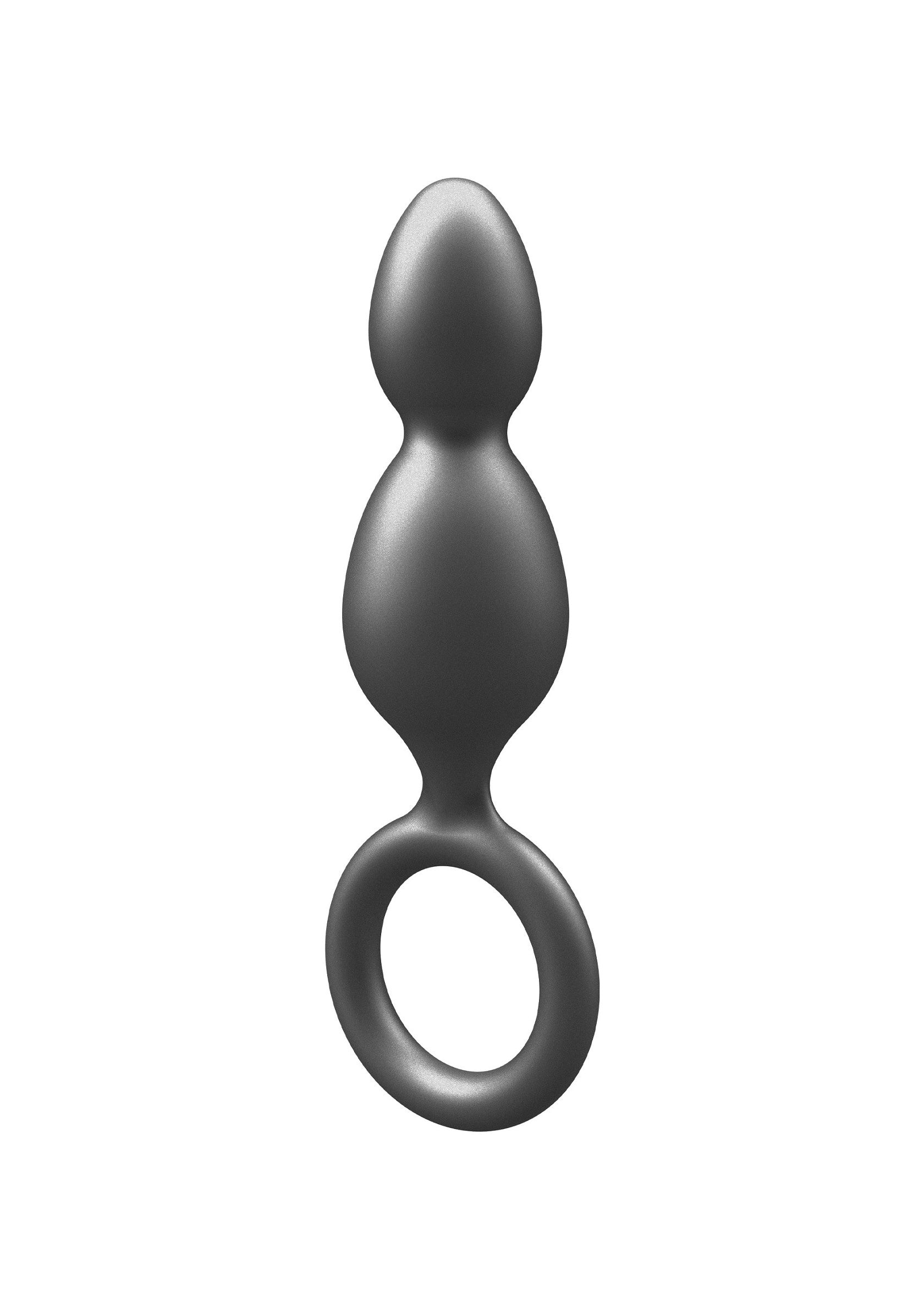 The Plugger 2 Balls Plug - Silicone Anal Beads, Metallic Coating - Grey