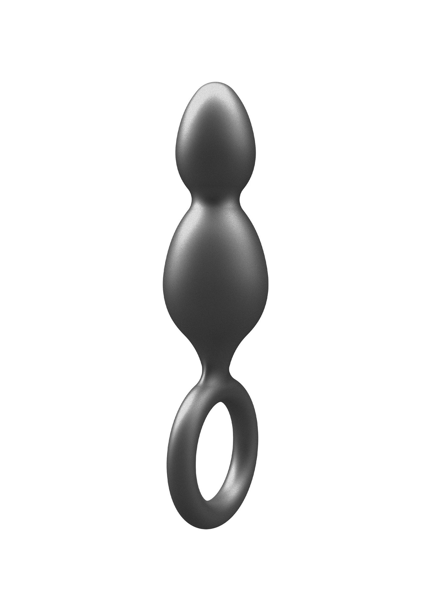 The Plugger 2 Balls Plug - Silicone Anal Beads, Metallic Coating - Grey