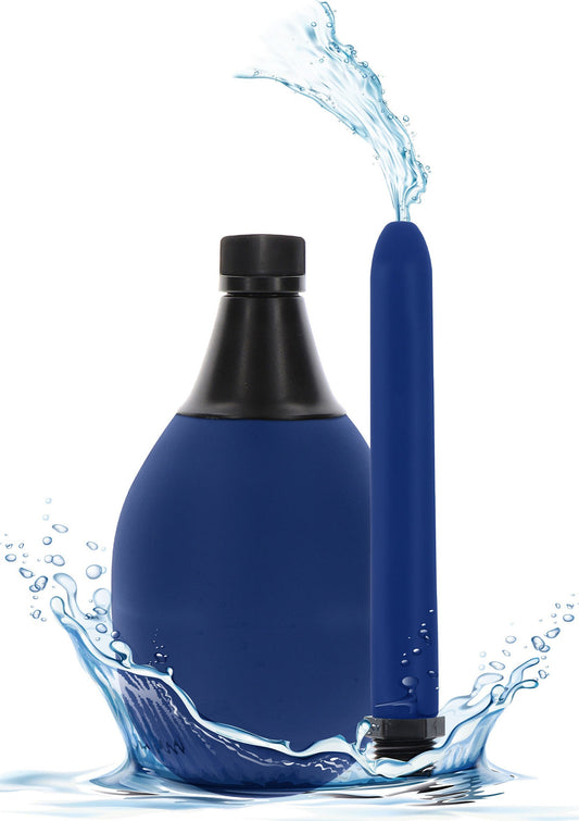 Reservoir Anal Douche 475ml - With Lube Dispenser & Cap - Blue