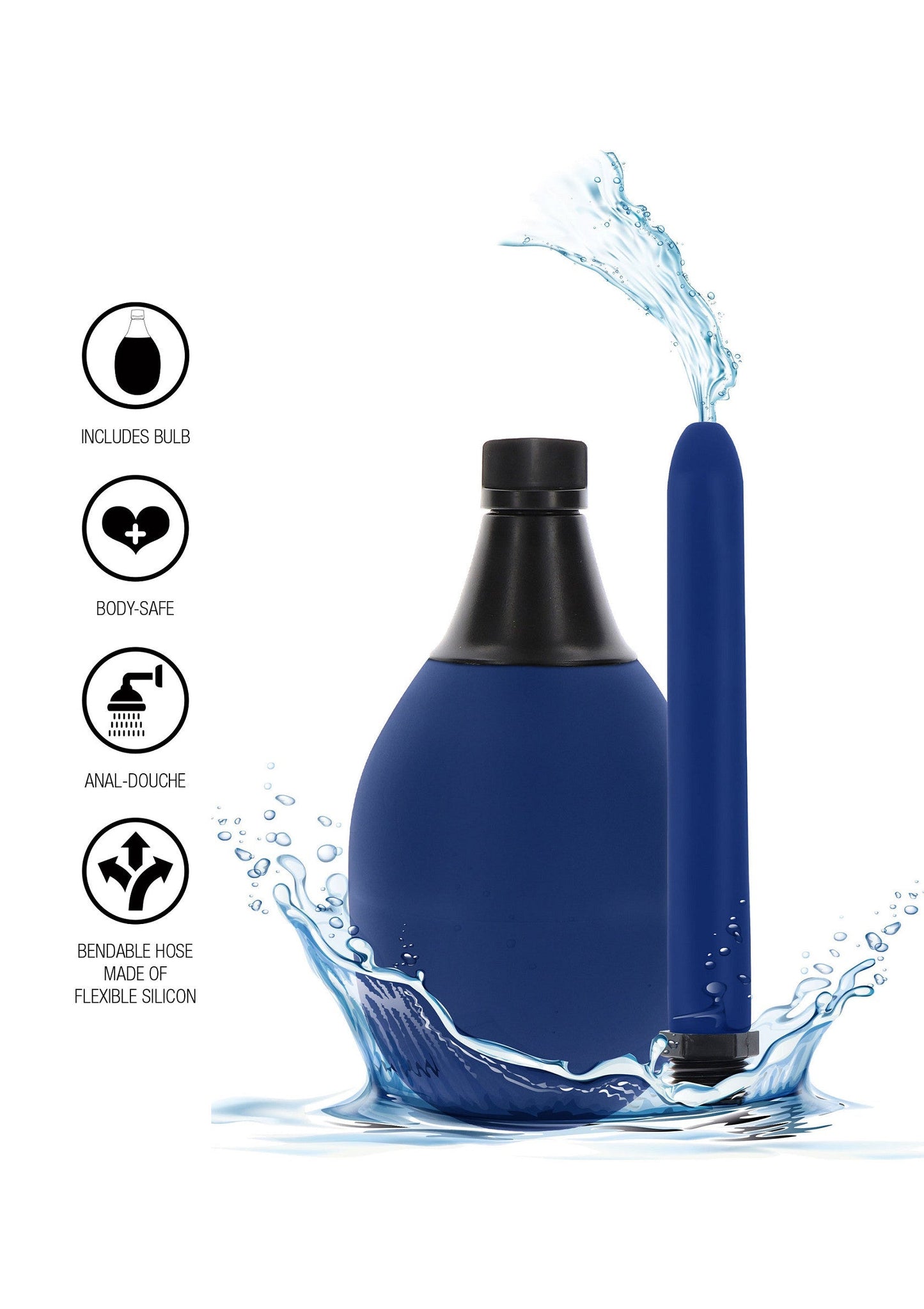 Reservoir Anal Douche 475ml - With Lube Dispenser & Cap - Blue