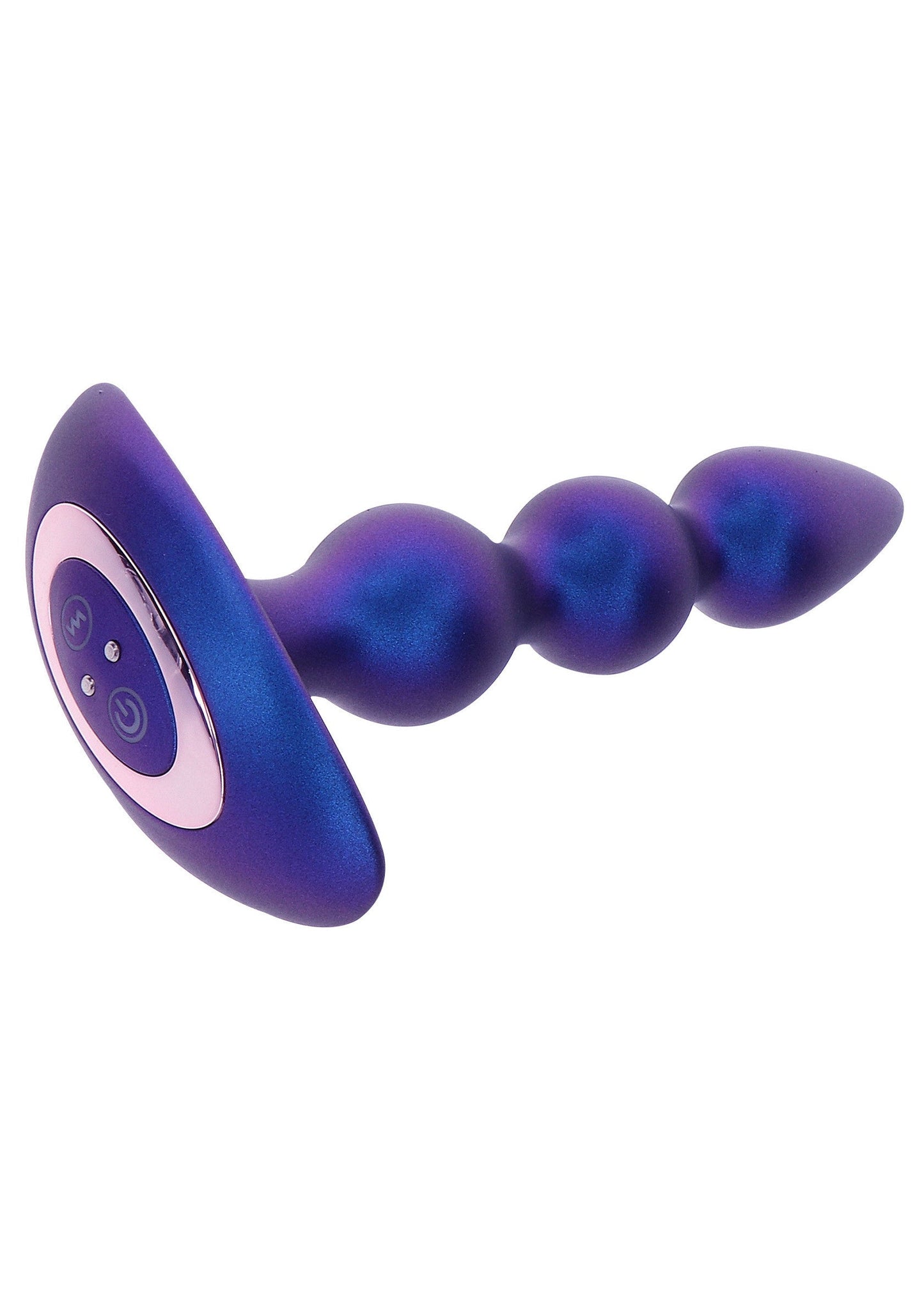 The Bold Beaded Vibrating Butt Plug - 7 Modes, Remote, Silicone - Blue