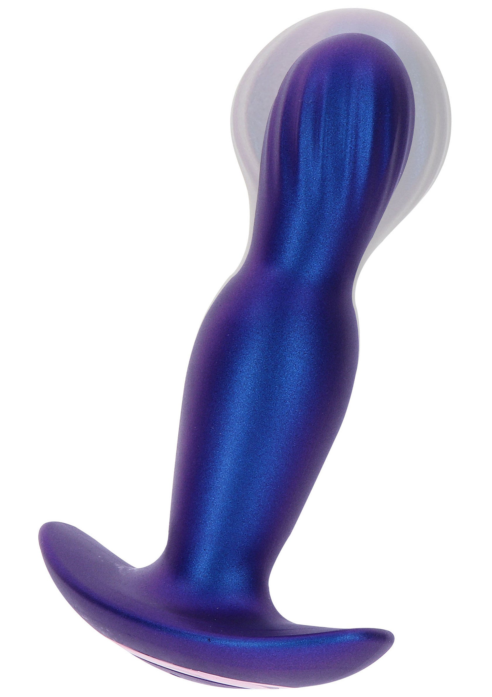 The Stout Inflatable Vibrating Butt Plug - 7 Modes, Remote - Blue