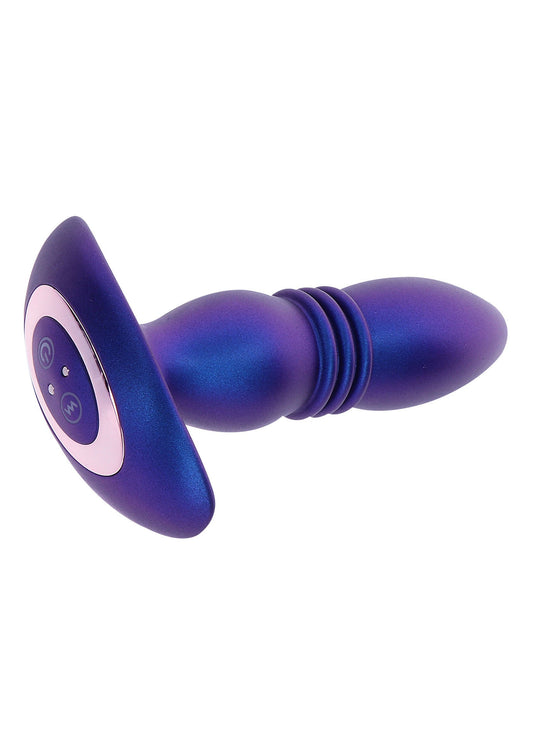 The Tough Thrusting Vibrating Butt Plug - 7 Modes, Remote - Blue