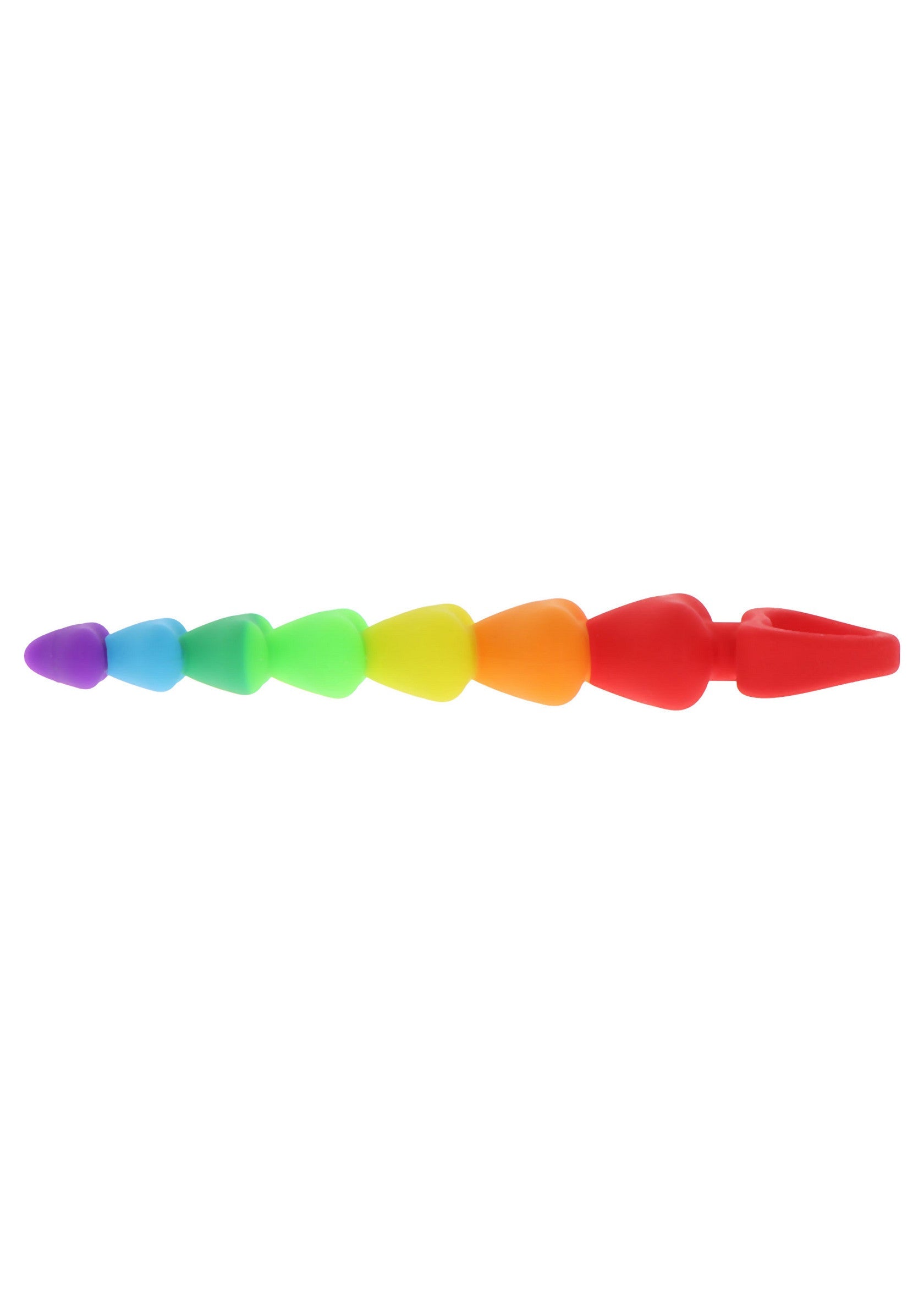 Rainbow Heart Beads - 7 Progressive Anal Beads, Body-Safe Silicone - Rainbow