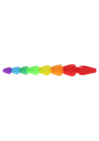 Bile anale Rainbow Heart – 7 mărgele progresive din silicon, sigure pentru corp