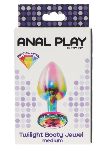 Plug anal cu bijuterii, mediu – aluminiu cu cristale curcubeu