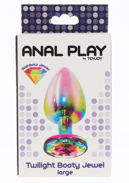 Plug anal cu bijuterii, mare – aluminiu cu cristale curcubeu