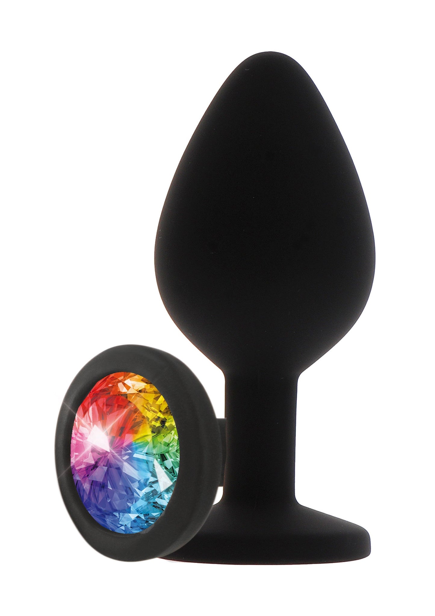 Rainbow Booty Jewel Small - Silicone Butt Plug with Gemstone - Black
