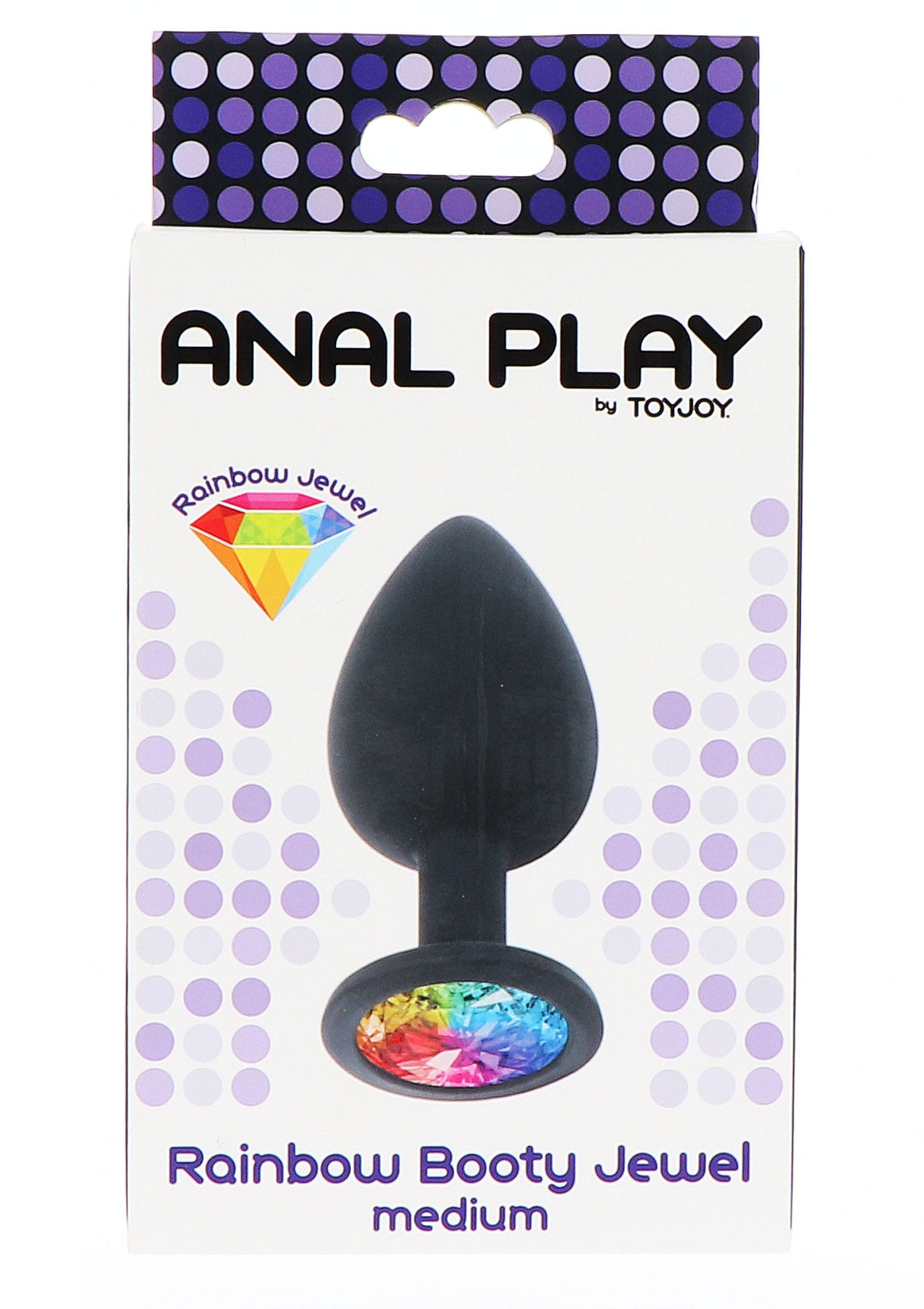 Rainbow Booty Jewel Medium - Silicone Butt Plug with Gemstone - Black
