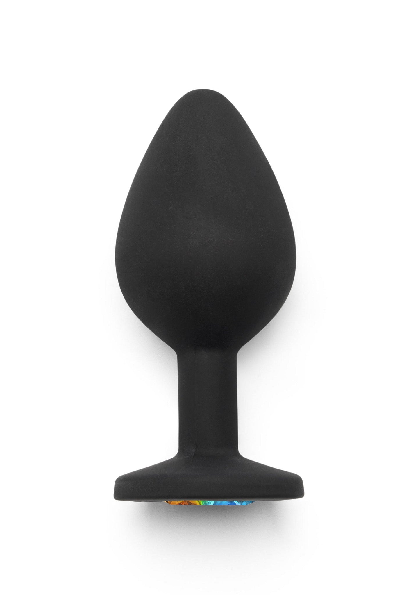 Rainbow Booty Jewel Medium - Silicone Butt Plug with Gemstone - Black