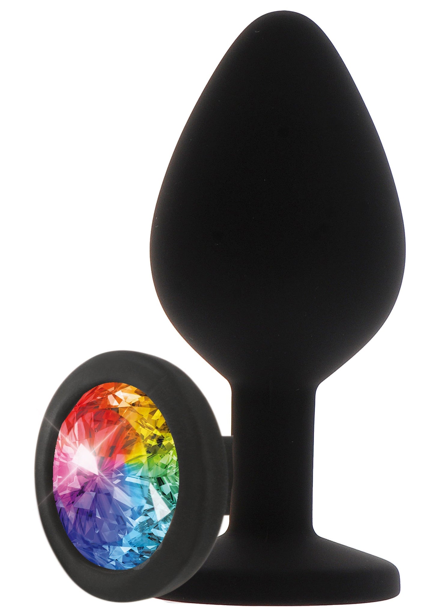 Rainbow Booty Jewel Large - Silicone Butt Plug with Gemstone - Black