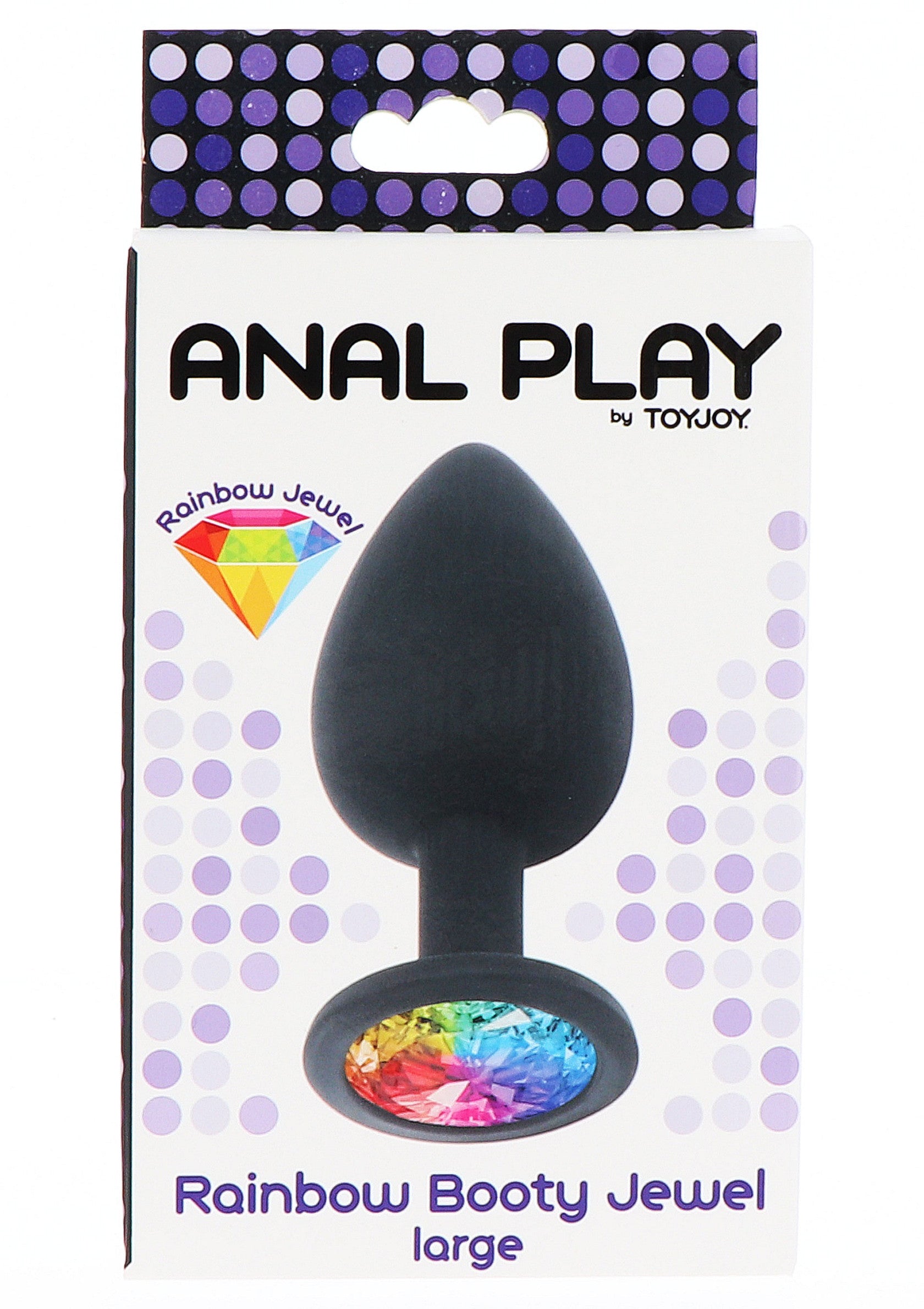 Rainbow Booty Jewel Large - Silicone Butt Plug with Gemstone - Black