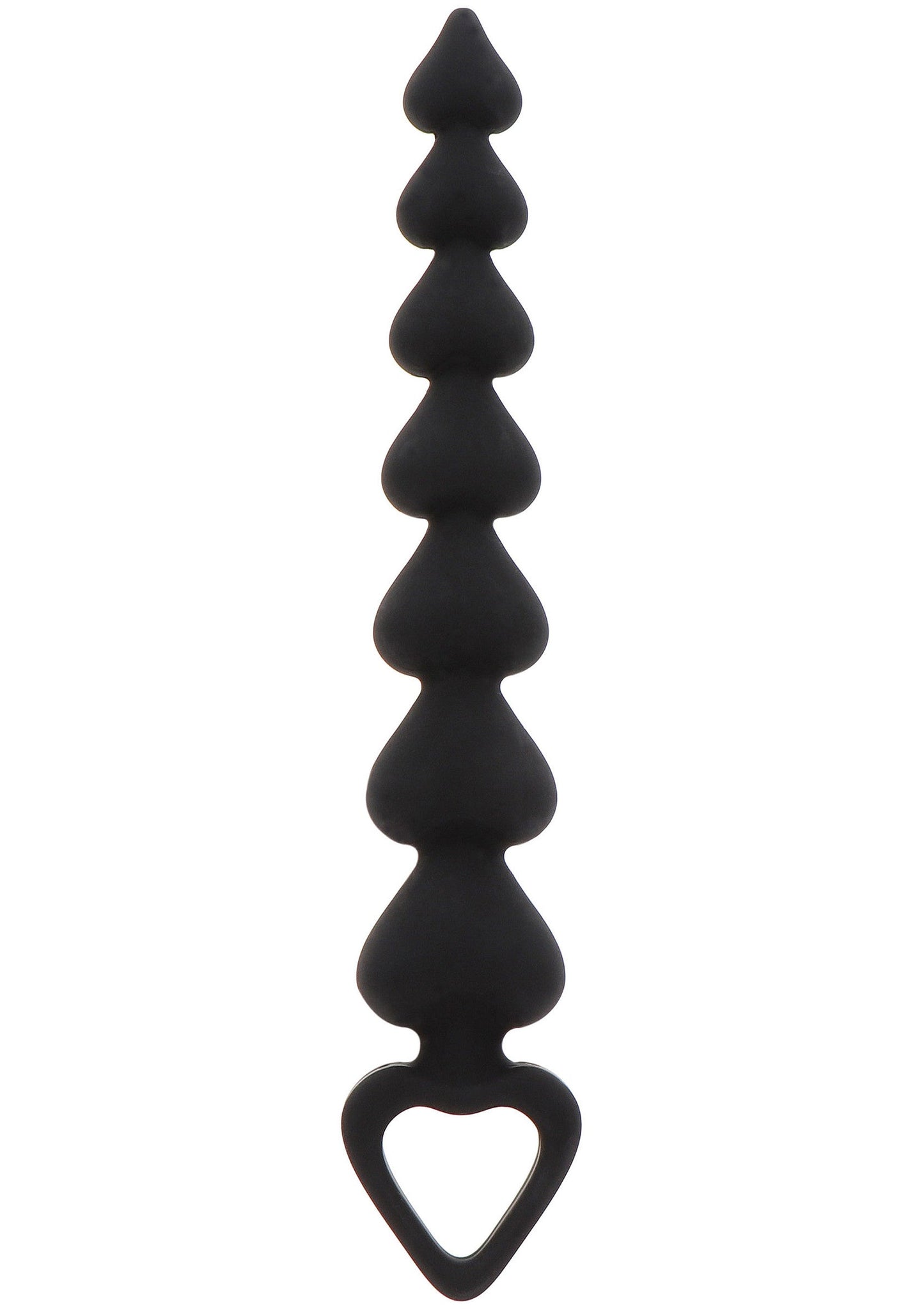 Heart Beads - 7 Heart-Shaped Anal Beads, Body-Safe Silicone - Black