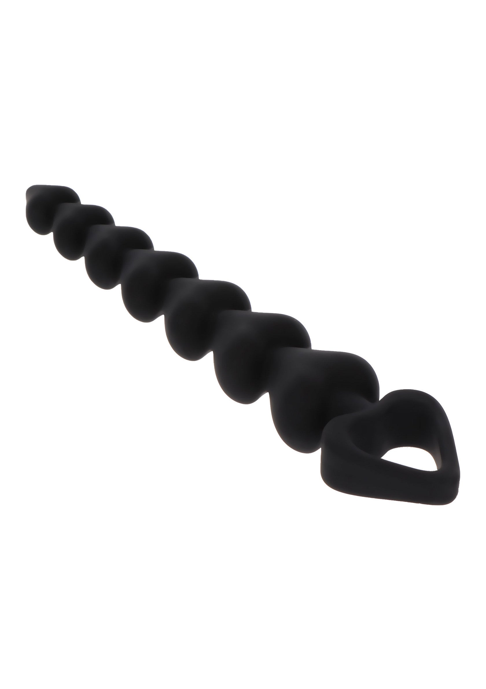 Heart Beads - 7 Heart-Shaped Anal Beads, Body-Safe Silicone - Black