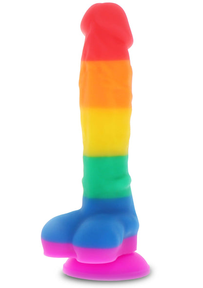 Dildo Rainbow Pride 18cm – Silicon realist cu ventuză