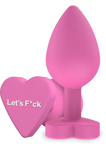 Plug anal cu mesaj jucăuș – Silicon în formă de inimă Let's F*ck