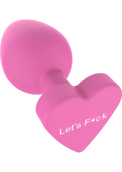 Plug anal cu mesaj jucăuș – Silicon în formă de inimă Let's F*ck