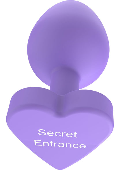 Plug anal cu mesaj jucăuș – Intrare secretă, silicon cu inimă