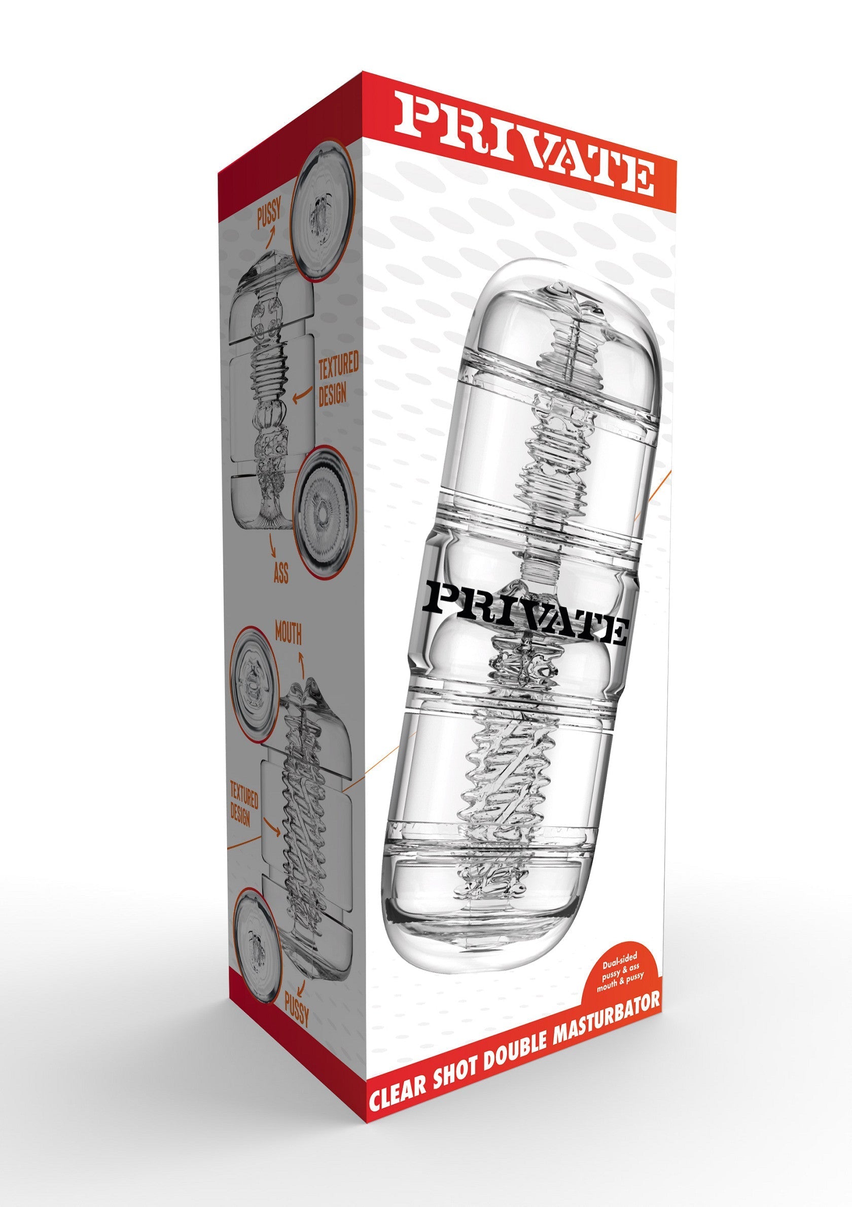 Clear Shot Double Masturbator - Dual-Sided with Hard Case - Clear