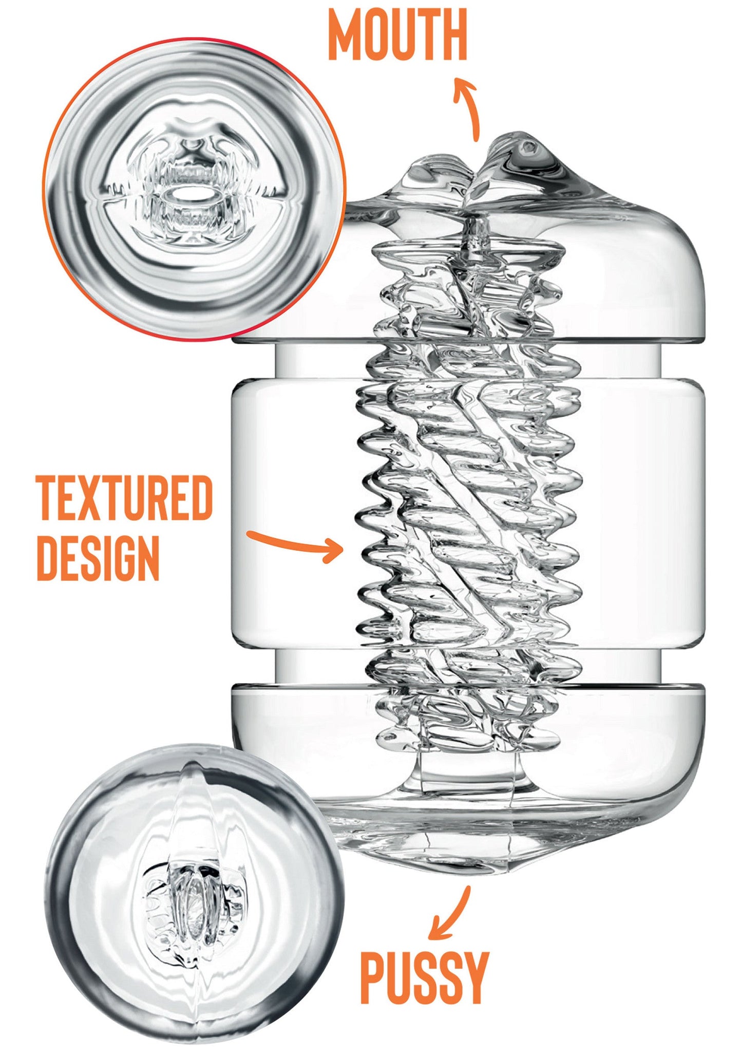 Clear Shot Double Masturbator - Dual-Sided with Hard Case - Clear