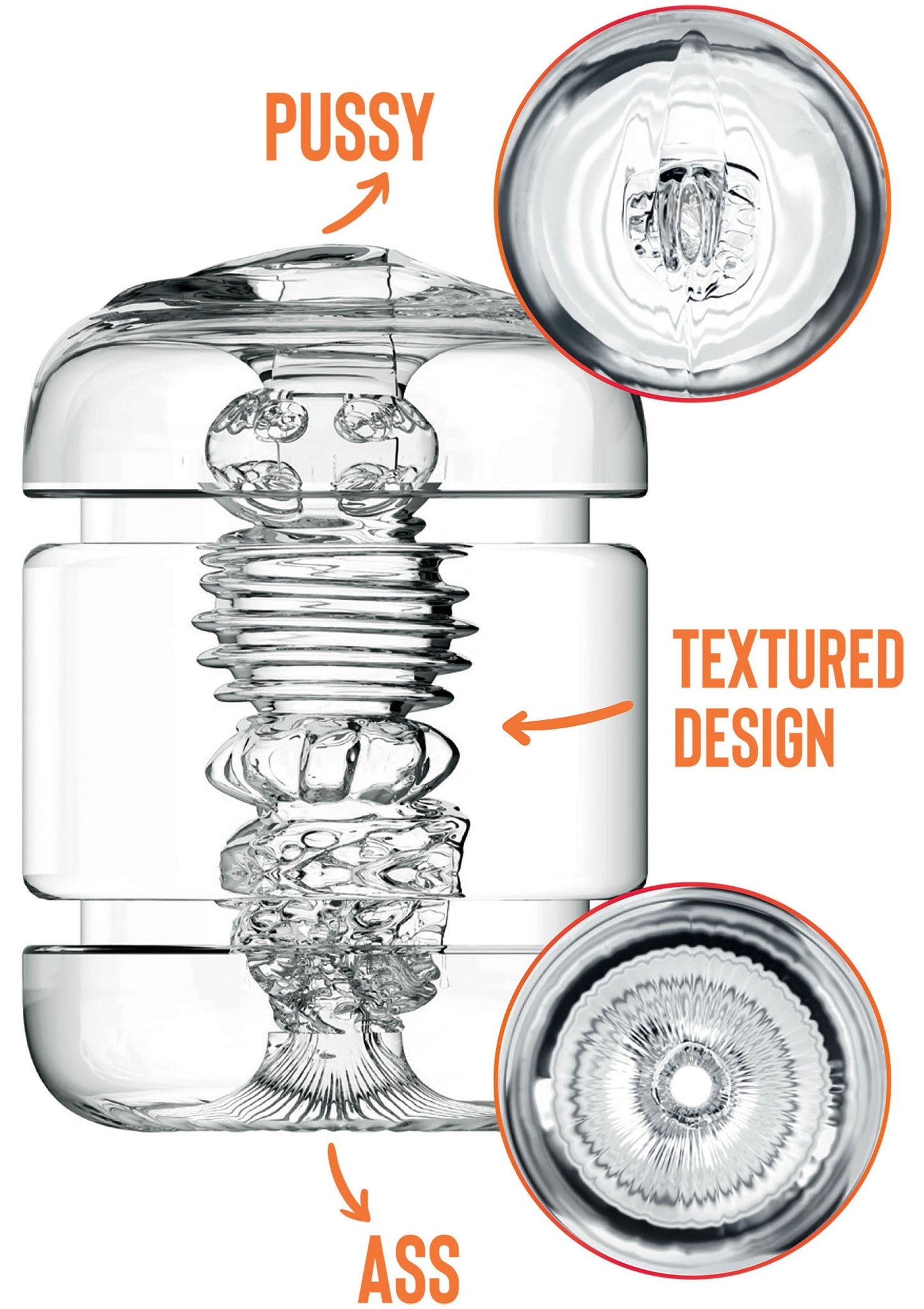 Clear Shot Double Masturbator - Dual-Sided with Hard Case - Clear