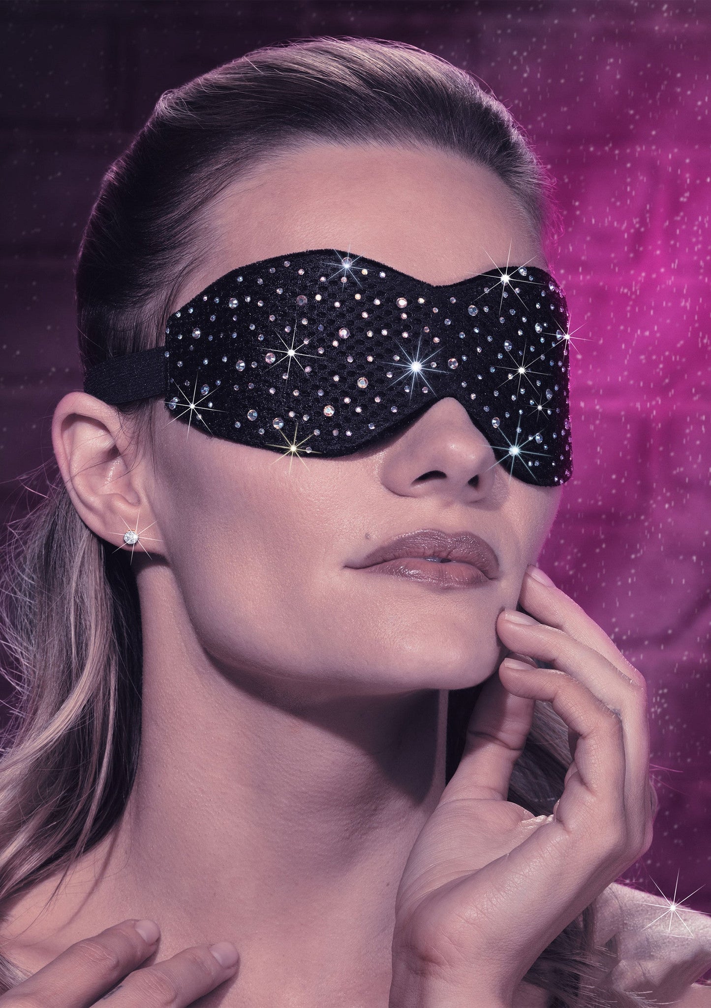 Blackout Eye Mask - Rhinestone Sensory Deprivation Mask - Black
