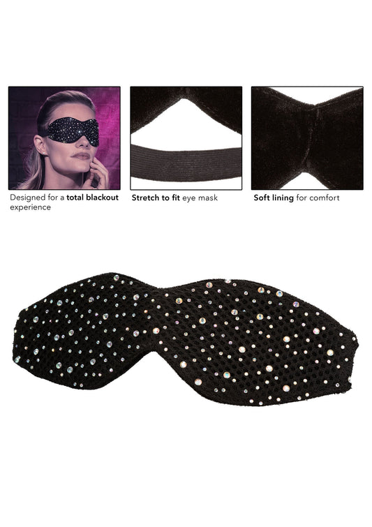 Blackout Eye Mask - Rhinestone Sensory Deprivation Mask - Black