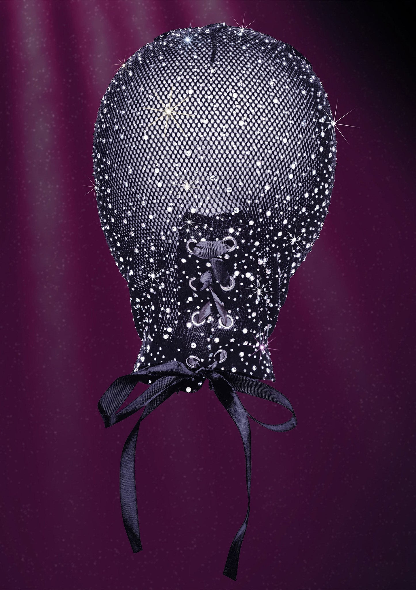 Full Hooded Cover - Sensory Deprivation Hood with Mesh & Lace - Black