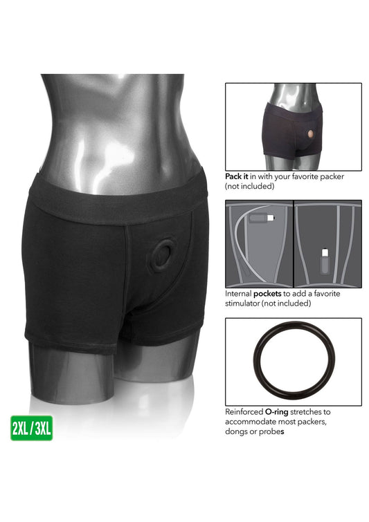 Boxer Brief Harness - O-Ring Harness with Vibrator Pocket - Xs/S