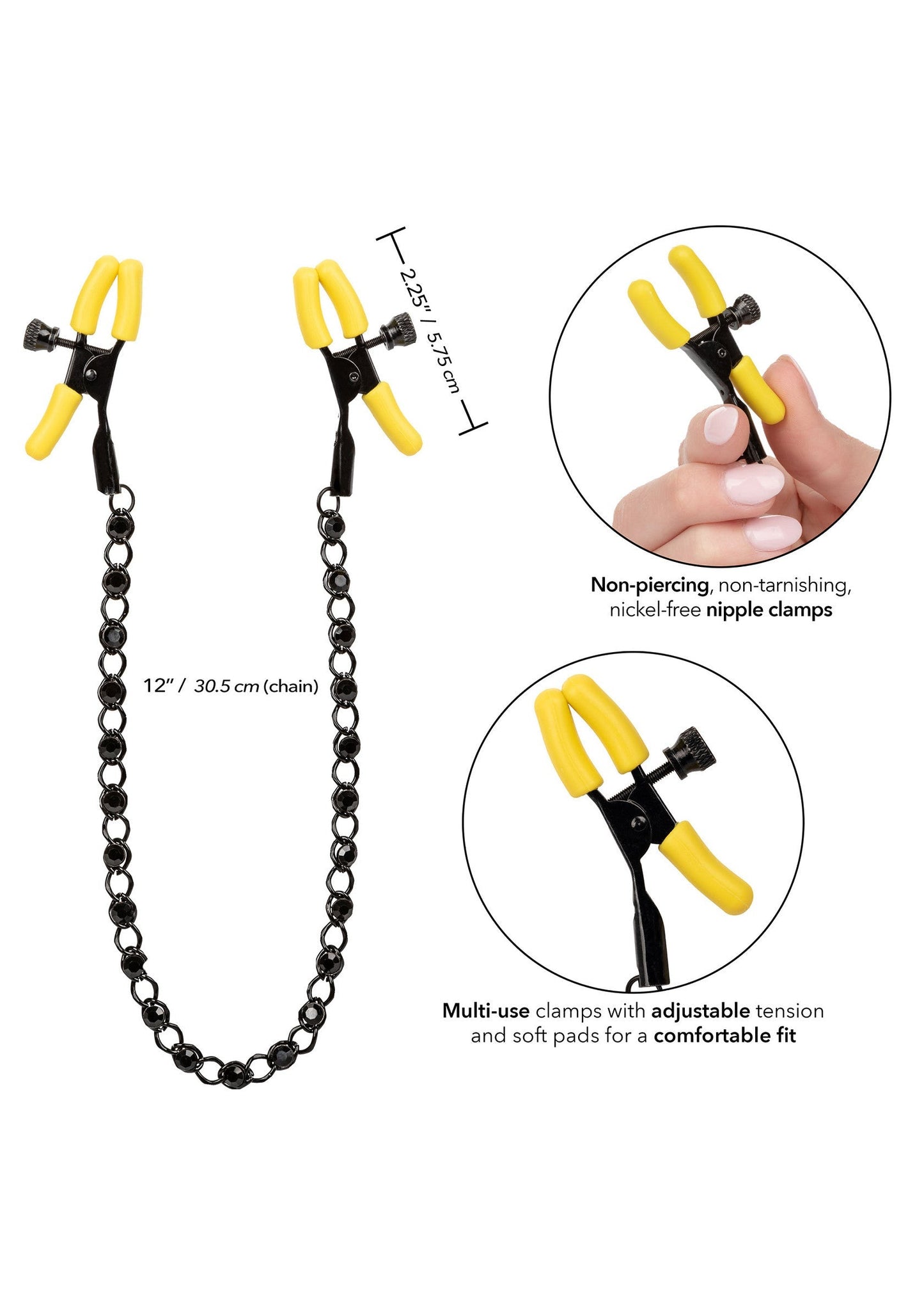 Boundless Nipple Teasers - Adjustable Clamps with Chain - Black