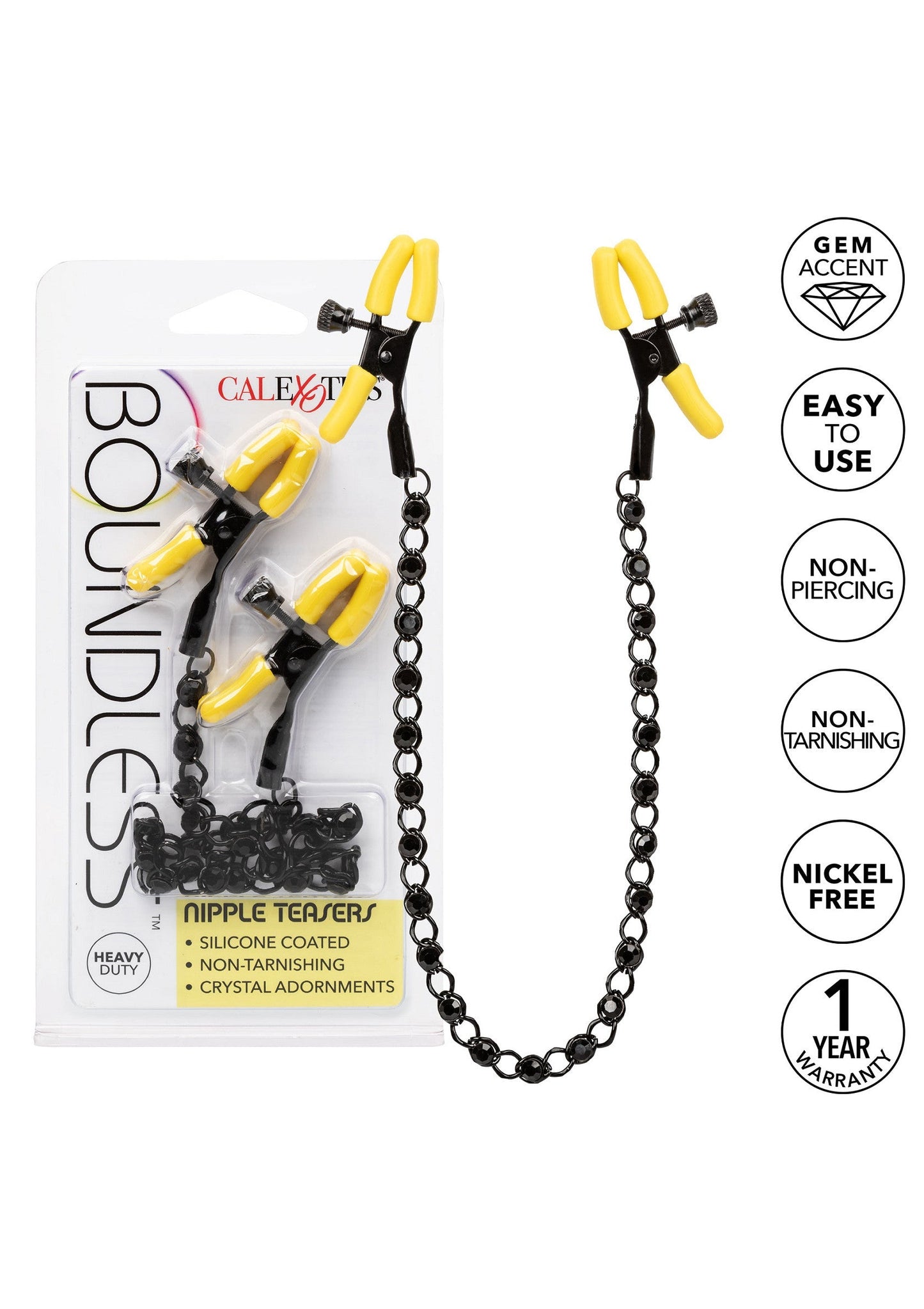 Boundless Nipple Teasers - Adjustable Clamps with Chain - Black
