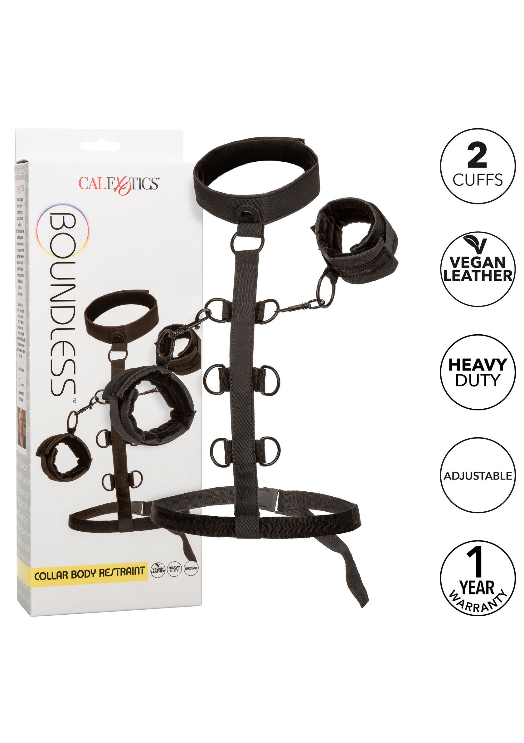 Boundless Collar Restraint - Adjustable Collar with Leash - Black